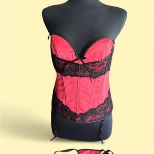 Shirley of Hollywood Red and Black Lace Bustier